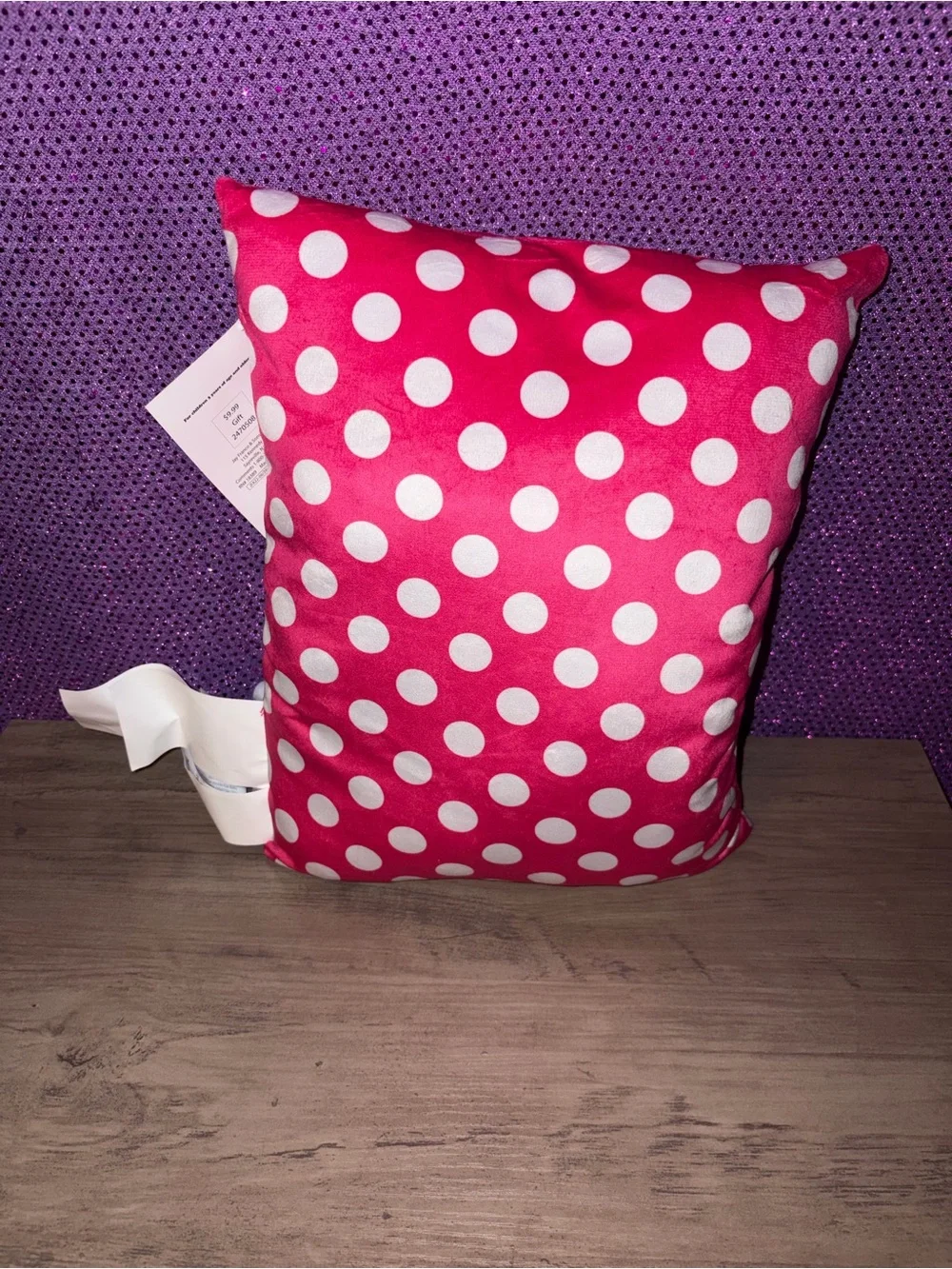 🆕💜Disney Minnie Mouse Pink Polka Dot Plush Throw Pillow Stuffed Cushion